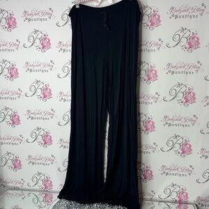 Kickee pants comfy lounge flare stretchy Black Wide-Leg Pants tie waist
